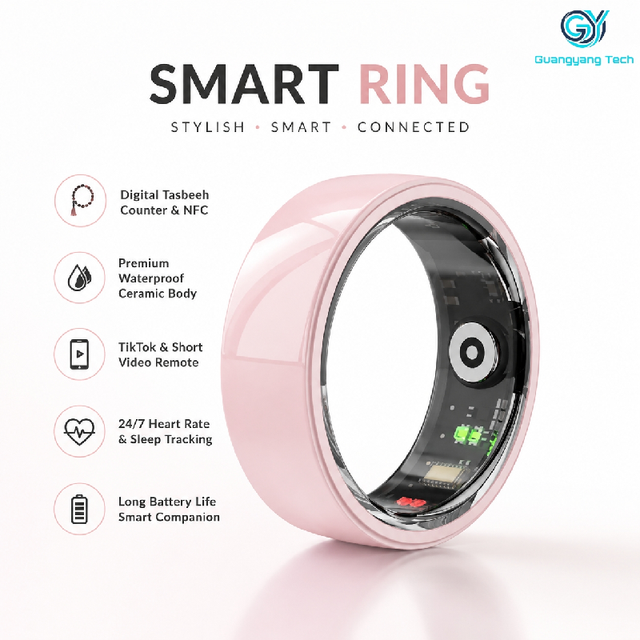 R12 Smart Tasbeeh Ring NFC Ceramic Waterproof Health Monitor Heart Rate Sleep Tracker TikTok Short Video Remote Control Rings