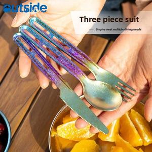 <span class=keywords><strong>Set</strong></span> Personalizzato di Cucchiaio, Forchetta e Coltello in Titanio Puro per Bambini, Stoviglie Ultraleggere da Campeggio, Produttore all'Ingrosso OEM ODM - Product Image 2