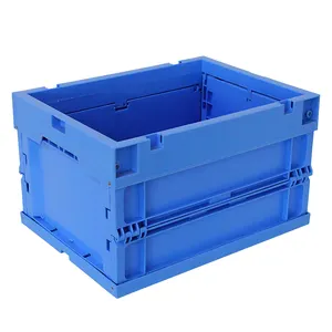 Heavy Duty Logistic Plastic Moving Crates with Lid Storage Stack Nest Turnover Tote Bins Sale 68L Solid Wall Large Boxes