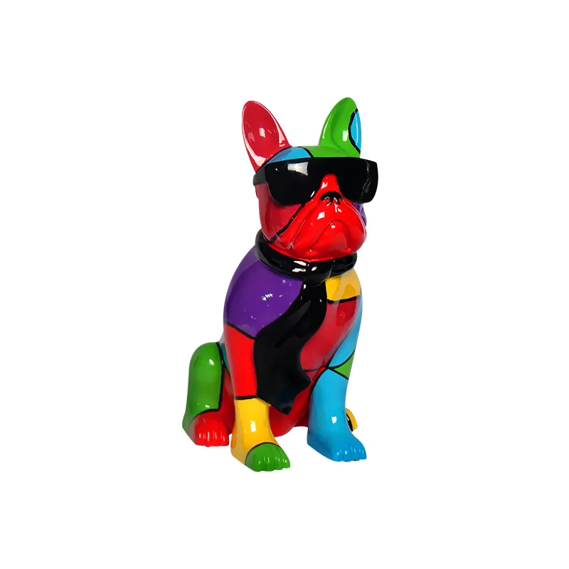 アートギャラリーのための屋内グラスファイバー犬の彫刻落書き樹脂彫刻犬
