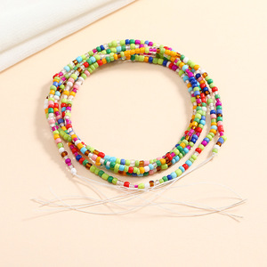 Ensemble de perles de taille bohème faites à la main pour femmes bijoux de corps en diamant de grande taille avec chaîne de ventre non extensible - Product Image 2