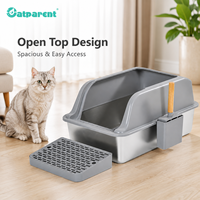 Caixa de Areia para Gatos de Alta Qualidade e Grande Capacidade em ABS e Aço Inoxidável com Design Aberto e Recursos de Limpeza Fácil para Animais de Estimação