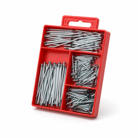 Assortiment de 190 clous en fer courants, clous en acier galvanisé, kit de quincaillerie pour travaux de construction et d'installation du bois