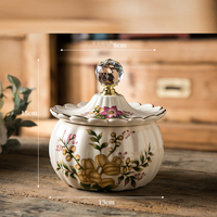 Boîte de rangement de bijoux vintage en céramique pour décoration de mariage avec couvercle petits récipients floraux en porcelaine avec couvercle