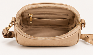 Sac à main en cuir de vachette beige, sac à bandoulière pour femme - Product Image 2