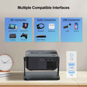 Máy chiếu mini XNANO Wholesale HA109, nhẹ 0.4kg, di động, sử dụng trong nhà và ngoài trời, hỗ trợ 4K, chơi game, xem phim, độ phân giải 720P, màn hình LCD <span class=keywords><strong>LED</strong></span> - Product Image 6