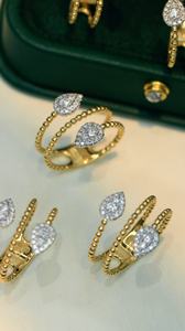 0.2ct F G اللون المويسانيتي الكمثرى قطع النساء هدية دائرة الذهب والمجوهرات 14K /18K الذهب المويسانيتي 2 حجر الماس حلقة مفتوحة - Product Image 3