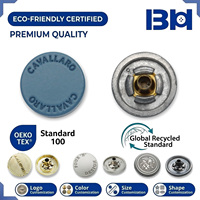 Kancing Tekan Logam Seng Berkualitas Tinggi untuk Mantel, Bulat 15mm, Biru Matte, Ramah Lingkungan, Model Flatback