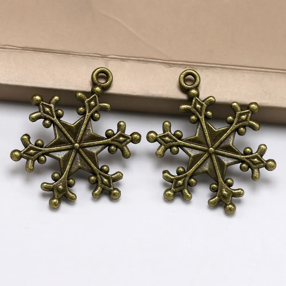 Wholesale christmas tree ornaments ancient bronze metal gifts snowflake supplies christmas decoration