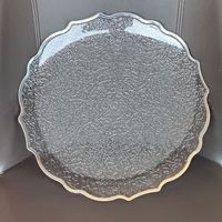 Assiette plate ronde en plastique PP décorative, assiette de fête de mariage d'hôtel, assiette à fruits transparente