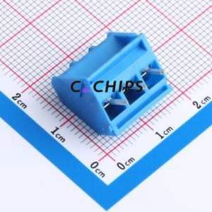 DB102-5.0-3P-BU-S <b>Screw</b> Terminal <b>Block</b> P=5mm Connector ( Construction: 1x3P )( Pitch: 5mm )( Color: Blue ) - Product Image 2