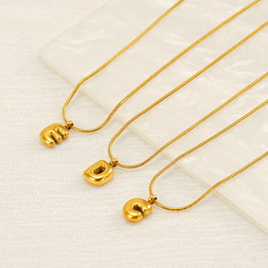 Zogxin Letter Pendant Snake Chain 18K Gold Plated Stainless Steel Necklace For Gift Leisure Wear - Product Image 2