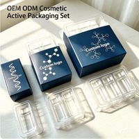 Kotak Kemasan Holografik Kaku untuk Botol Kaca 3ml, Kotak Logo Kustom dengan Baki Blister PET untuk Kemasan Sampel Kosmetik 5ml 10ml