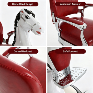 Poltrona da Barbiere per Bambini con Seduta in Pelle - Sedia Elevabile Commerciale per Salone di Bellezza e Taglio Capelli - Product Image 2