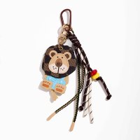 En gros, Breloque de sac en cuir, Porte-clés, Pendentif Lion en peluche mignon de dessin animé, Cordon tressé fait main, Accessoire de sac tendance