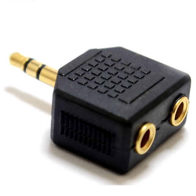 1 Male to 2 Female 3 Poles TRS 3.5mm Audio Jack Adapter DC Output Mobile Phone Brand New OTP Protection