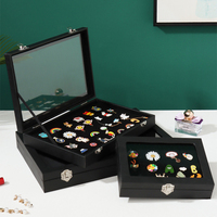 Nouveau Style bijoux emballage boîte bois velours bijoux affichage organisateur Badge boîte de rangement avec fenêtre