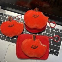 Kawaii rode appel pluche mini portemonnee, grappige cartoon fruit pluche muntentas sleutelhanger