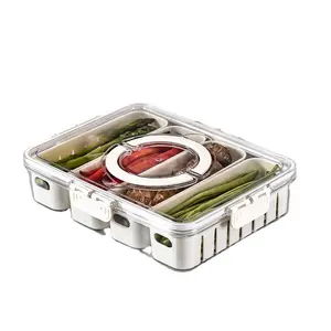 Boîte de conservation de la fraîcheur du compartiment en plastique du réfrigérateur Stockage multiple des aliments à quatre compartiments portables