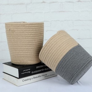 Small Siza Cotton Rope Flower Bucket Woven <b>Basket</b> Living Room Decor <b>Storage</b> - Product Image 1