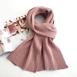 新设计批发定制针织罗纹针织结实冬季保暖时尚柔软针织围巾