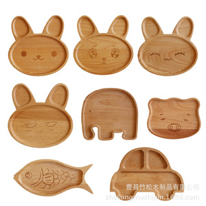 Bandeja de madera para comida de bebé con forma de animal de dibujos animados para niños, plato para servir comidas ZS0327 - Product Image 5