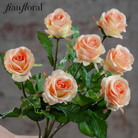 Vente en gros de fleurs artificielles modernes en soie, roses réalistes faites à la main, 46 cm, rouge/rose/blanc/vert/abricot, pour mariage, événements, décoration de la maison
