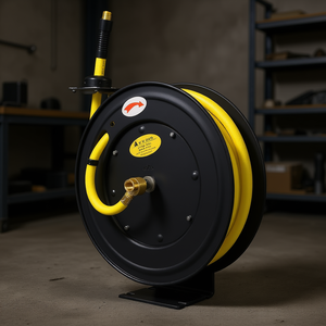 Carrete de manguera de aire retráctil de 1/2 pulgada x 50 pies con rebobinado automático, de acero de alta resistencia, grado industrial, para manguera de goma, componentes industriales - Product Image 2