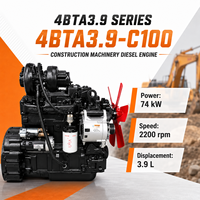 Motor Diésel Industrial Turbo de 4 Cilindros CUMS DCEC 4BTA3.9-C100, 74kW, 2200 RPM, para Equipos de Construcción Pesada