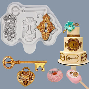 Vintage Key Lock Silicone Mold 12.8x10x1cm Non-Toxic Fondant <b>Cake</b> Decoration Wedding <b>Cake</b> <b>Decorating</b> <b>Supplies</b> - Product Image 1