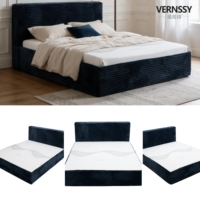 VERNSSY Lit minimaliste confortable à plateforme compressée, revêtement en velours, sans cadre, taille King Queen, pour hôtel, villa, chambre à coucher