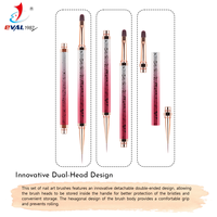 Yihuale Nouveau Pinceau à Double Tête Amovible Multifonctionnel en Métal à Manche Hexagonal pour Gel UV, Stylo de Peinture et Pinceaux Liner pour Nail Art