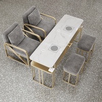 Table de manucure de luxe style léger, surface en bois, avec aspirateur, ensemble table et chaises pour une/des deux/des trois personnes, usage commercial