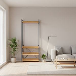<span class=keywords><strong>Porte</strong></span>-manteaux <span class=keywords><strong>industriel</strong></span> multifonctionnel à 4 niveaux avec panneau arrière Supports de rangement simples pour la chambre à coucher, le salon et la salle de sport. - Product Image 4