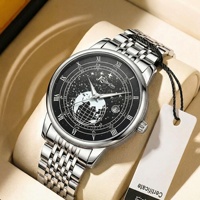 Montre à quartz pour homme, cadran de 43 mm, aiguille de 22 mm, boîtier en alliage, bracelet en acier inoxydable, verre minéral renforcé, lumineux, résistant à l'eau jusqu'à 30 m