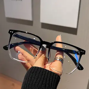 투명 프레임 컴퓨터 안경 광선 방사선 차단 안경 플랫 미러 안티 블루 라이트 안경 광학 안경 안경