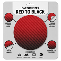 Feuilles de similicuir PU vierges pour gravure laser, effet fibre de carbone rouge à noir, avec adhésif, vente en gros