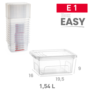 Contenitore di Plastica Trasparente Easy Box 1.5 L per Organizzazione Domestica, Durevole e Riutilizzabile - Product Image 1