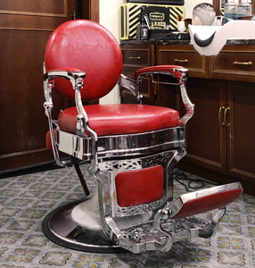Fauteuil de Barbier Hydraulique, Chaise de Coiffure Professionnelle en Métal à Dossier Rond, Mobilier de Salon de Beauté - Product Image 1