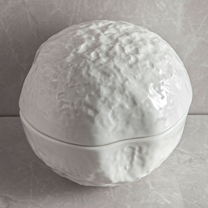 Tazón de Cerámica Blanco con Tapa para Sopa, Ensalada, Bingsu, Postre, Nido de Pájaro, Estilo Creativo con Diseño de Grano de Roca, para Restaurante - Product Image 5