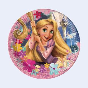 Platos Redondos Desechables de Papel con Diseño de Rapunzel para Fiestas, 23 cm, 8 Unidades, Artículos para Fiestas - Product Image 1