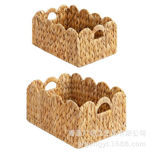 Handmade Woven <b>Storage</b> <b>Basket</b> Rectangle Linen Color Desktop Organizer For Toys Fruits Snacks - Product Image 1