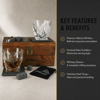 Regalos Corporativos Personalizados, Juego de Vasos de Whisky con Piedras Enfriadoras, Posavasos de Pizarra, Regalo para Hombres, Promociones Empresariales