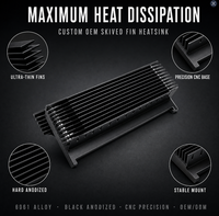 Dissipateur thermique à ailettes rainurées en aluminium anodisé noir sur mesure, usiné CNC, haute puissance, pour refroidissement IGBT, laser, onduleur EV, OEM