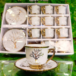 90ml Design personnalisé Moyen-Orient <span class=keywords><strong>Arabe</strong></span> <span class=keywords><strong>Algérien</strong></span> Turc Marché Céramique Porcelaine Ensemble de tasses à café plaqué or - Product Image 4