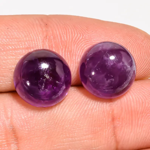 13 ct. 12X12X6มม. GPJ-1142อะเมทิสต์ Cabochon คู่ขัดหลวมกลมสำหรับทำเครื่องประดับ - Product Image 4