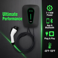 Chargeur de voiture électrique triphasé standard américain TYPE1 avec écran de 2,4 pouces, 7KW, 9KW, 11KW, station de recharge EV