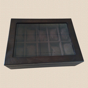 กล่องนาฬิกาไม้ 35x25x7 ซม. กล่องเก็บนาฬิกาทรงสี่เหลี่ยมผืนผ้าป้องกันฝุ่นสำหรับจัดแสดงและจัดระเบียบนาฬิกา - Product Image 1