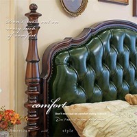 Lit en bois massif de style américain, mobilier de villa haut de gamme, lit de mariage double de style européen français