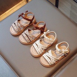 Sandales d'été en gros pour enfants : sandales de plage mignonnes à fleurs et nœuds en caoutchouc pour filles - Product Image 2